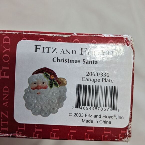 Fitz and Floyd Christmas Santa Claus Snack Canape Holiday Party Plate Wi… - Picture 6 of 7